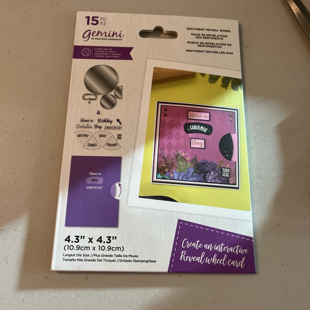 Gemini. Stamp and die. Sentiment reveal wheel